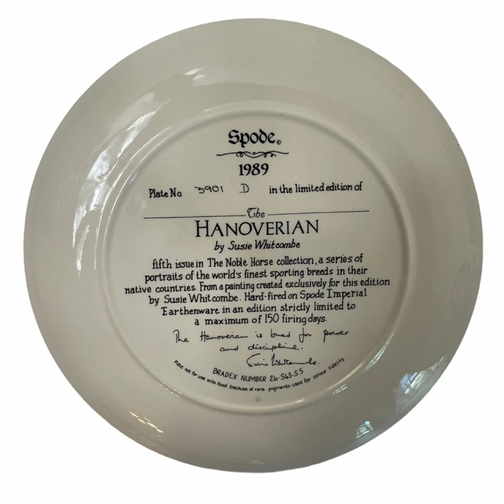 Vintage Spode Horse Luxury Collectors Plate Hanoverian Western Equestrian Decor